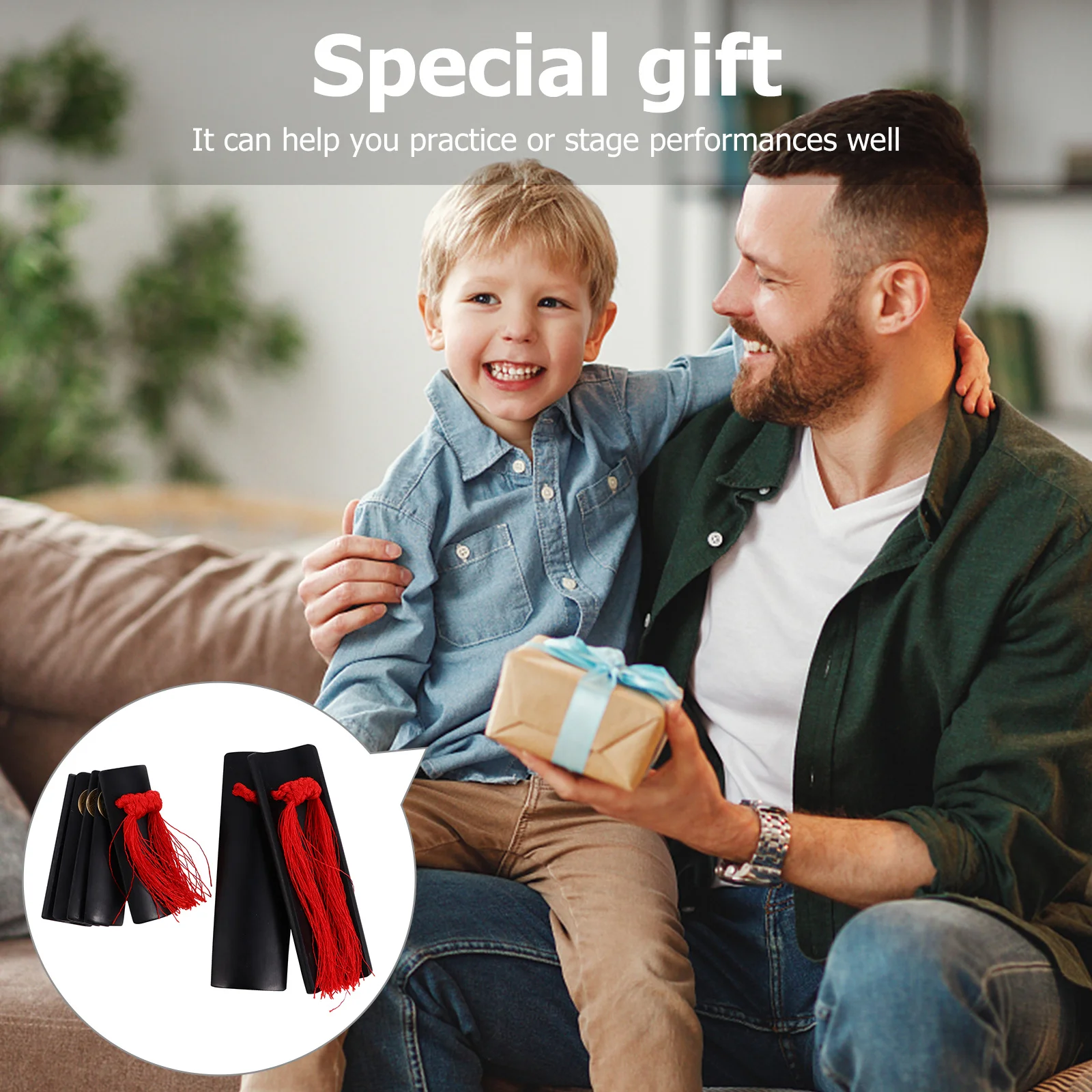 1 زوج الصينية كويبان الخيزران كلابر أداة عزف موسيقى تقليدية اليدوية المهنية قرع للتدريب على الإيقاع