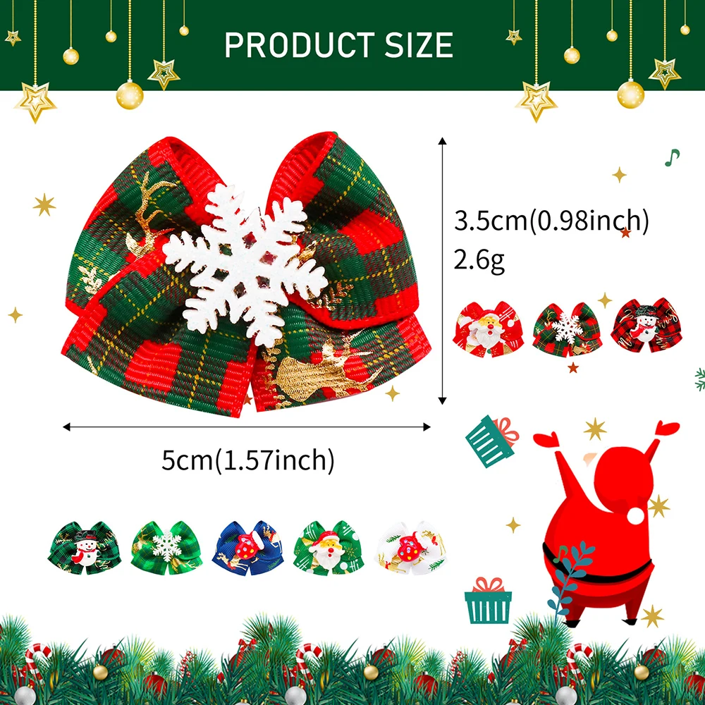 50/100PCS Dog Bows Rubber Bands Christmas Hair Bows For Pet Dog Hair Accessories  Small Dog Cat Hair Bows For Dogs Accessories