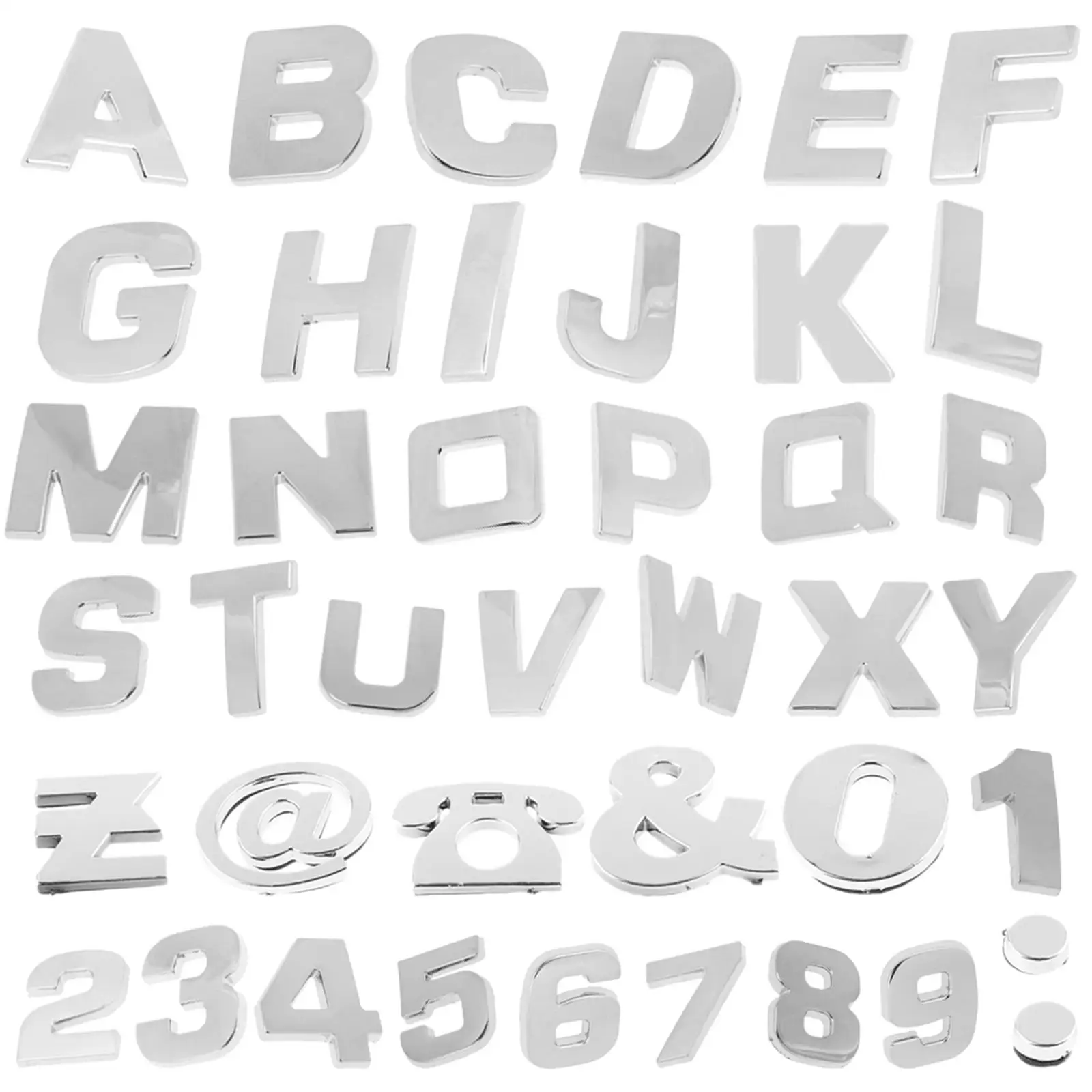 200pcs Assorted Type Metallic Car Alphabet Number Stickers Rear Tail