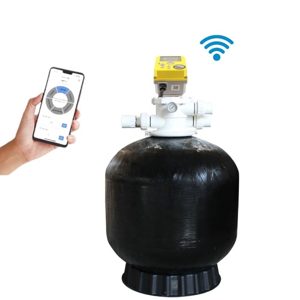 

Automatic pool equipment filter matches WiFi pressure and time automatic backwash