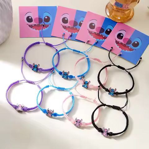 Disney Stitch Cartoon Bracelet Kawaii Lilo &amp; Stitch Adjustable Wristband for Kids Girls Boys Gift Idea