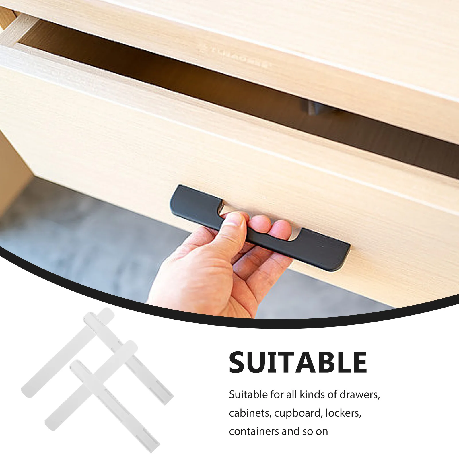 4Pcs Drawer Slide Rail Self-Adhesive Heavy Duty Track Bar for Cabinet Cupboard Container Storage Basket Accessories