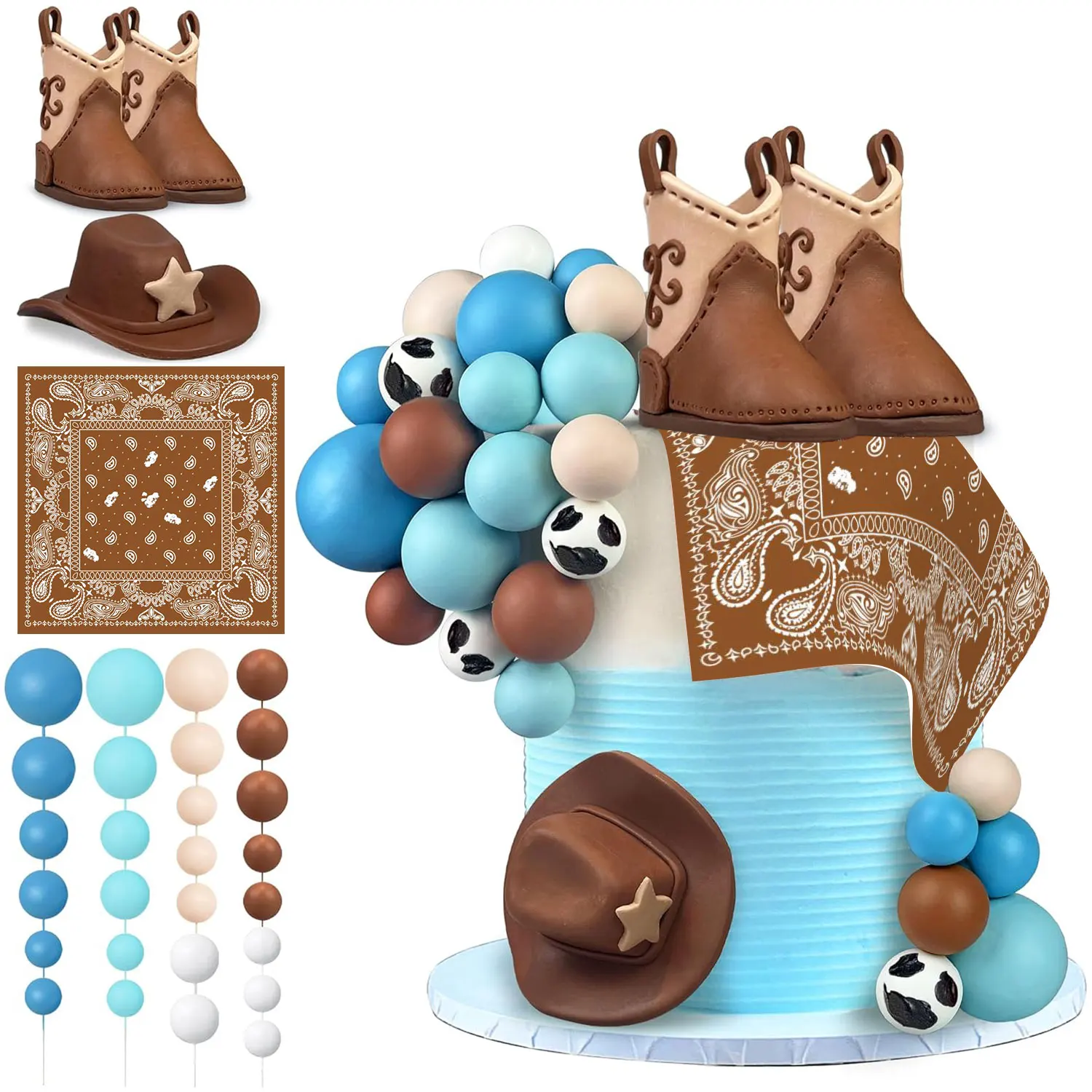31 Uds. Sombrero de vaquero y adornos para tartas de botas, vaquero occidental, vaquera, cumpleaños, Baby Shower, suministros para recuerdos de fiesta temática occidental