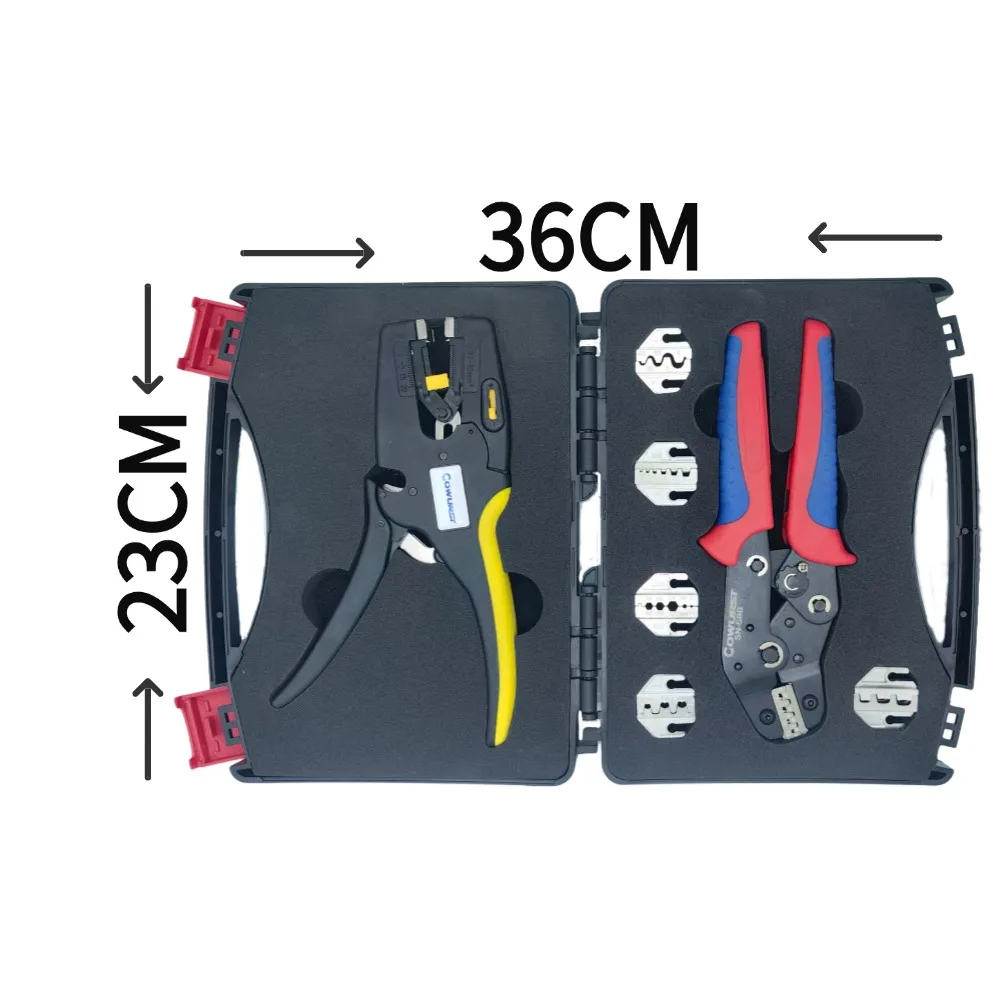 SN-58B Ratchet Type Anti-Slip Handle Crimping Pliers Includes a Set of Five Jaws for Automotive Terminal Crimping Pliers