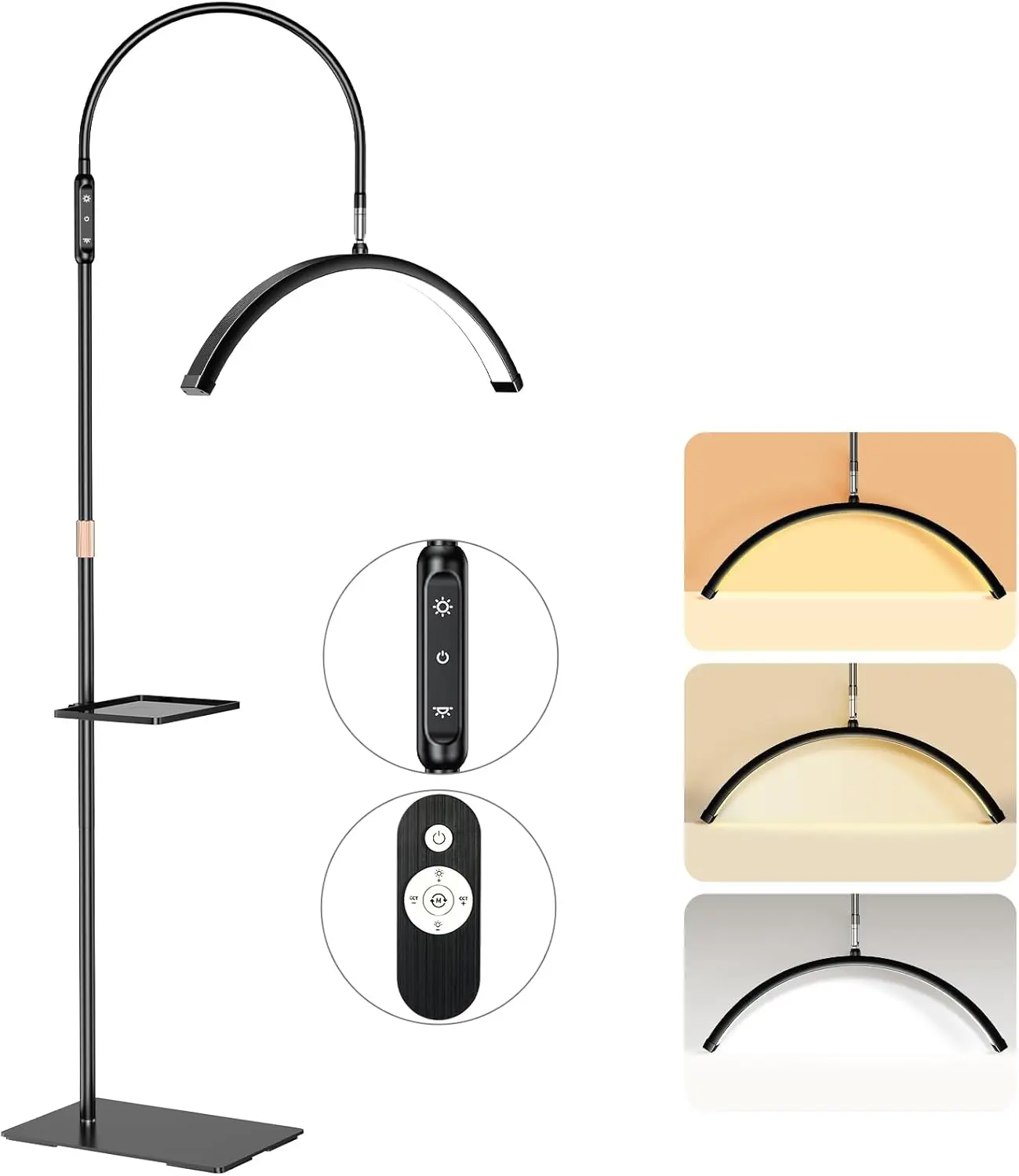 Half Moon Lash Light, Adjustable with Dimming & Tool Tray for Eyelash Extensions, Nails, Tattooing