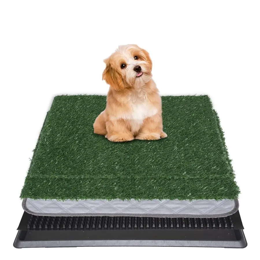 

Reusable Training Pad Potty with 2Pack Replaceable Artificial Grass Quick Absorbent Indoor Portable Dog Patio Potty Washable Pe