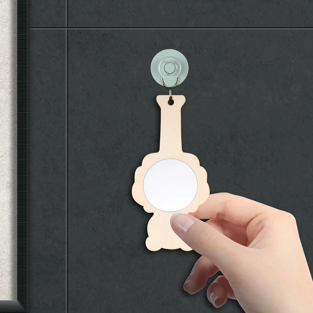 5 Stück leere Bastelspiegel zum Selbermachen, hölzerne Handspiegel für pädagogisches Spielen, Aktivität der Hand, Gehirn, Koordination, Entwicklungsaktivität