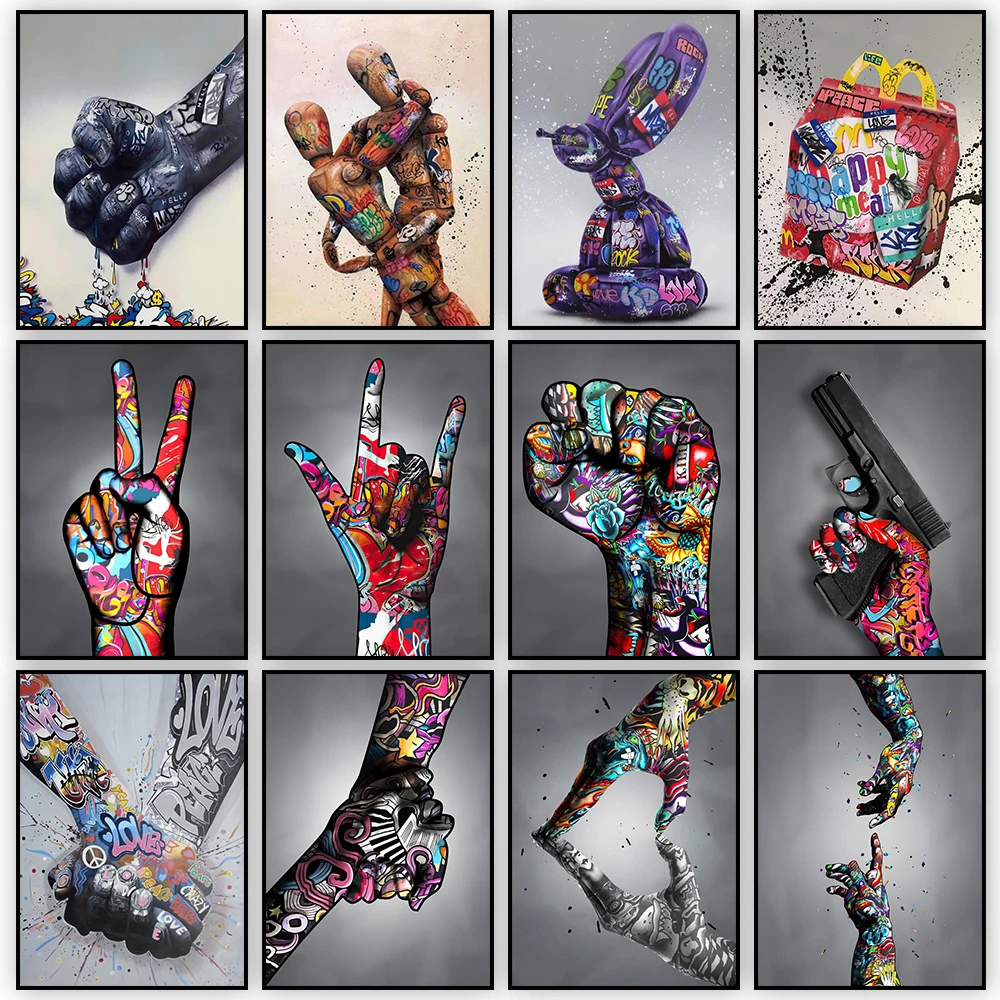 

Balloon Dog Graffiti Canvas Painting Nordic Pop Style Decorative Poster Living Room Wall Art Prints Modern Home Decor Aesthetic