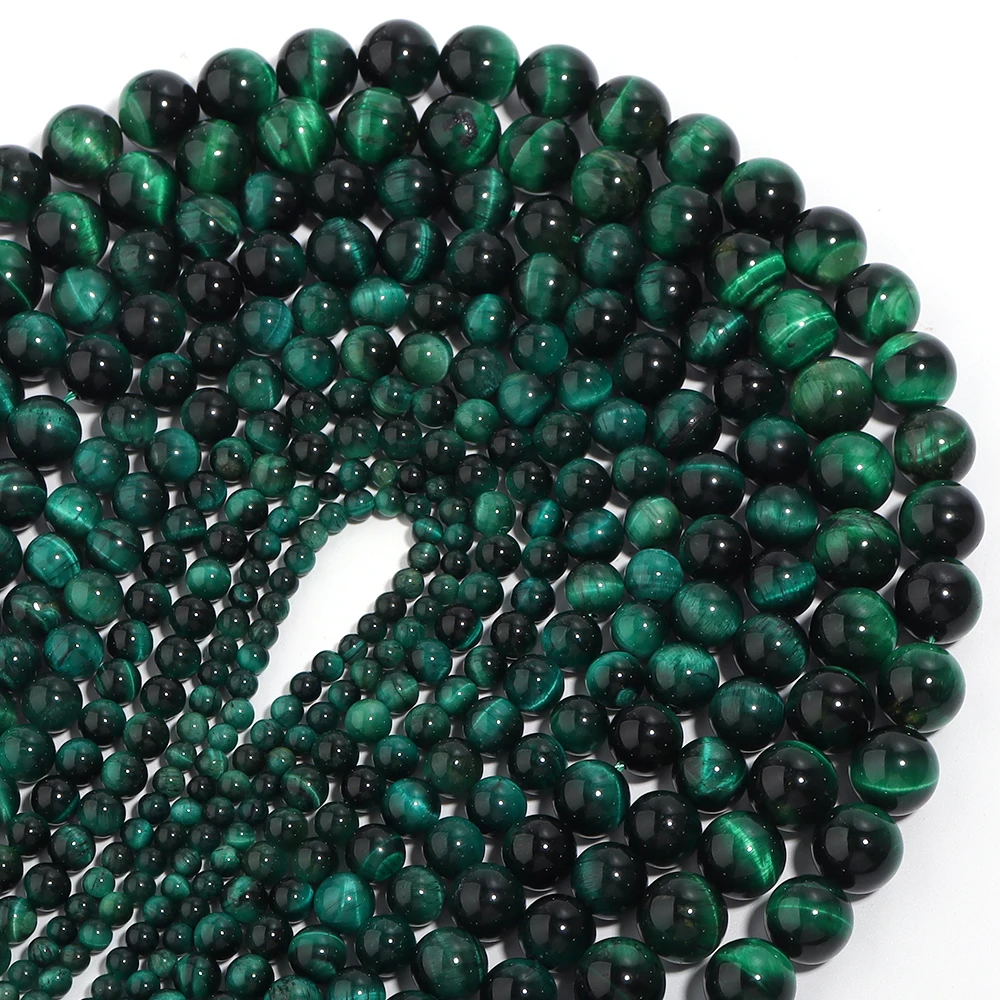 1 Strand  4/6/8/10/12mm Natural Stone Green Tiger Eye Round Beads Round Loose Beads For Jewelry Making DIY Bracelet Accessories