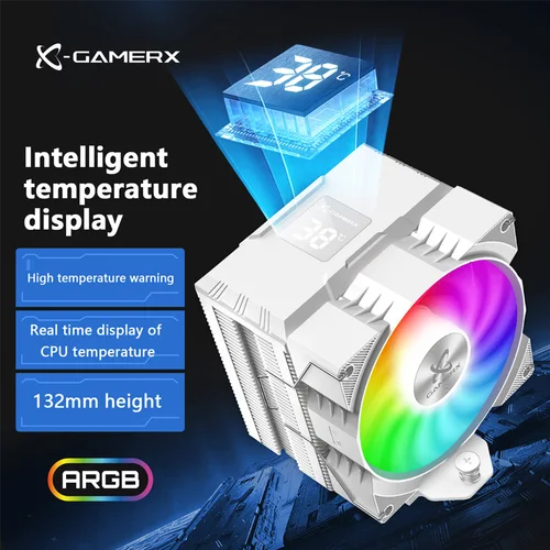 Enfriador de CPU de 4 tubos de calor Power Train x-gamamerx Z-1300 ARGB con pantalla Digital de temperatura enfriador de aire para LGA1700 115X AM4 AM5