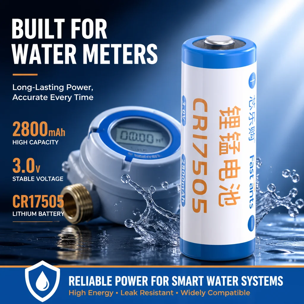 CR17505 Smart Water Meter Battery 2Pins Plug 5 Pieces per Order for Water Usage Monitoring Device