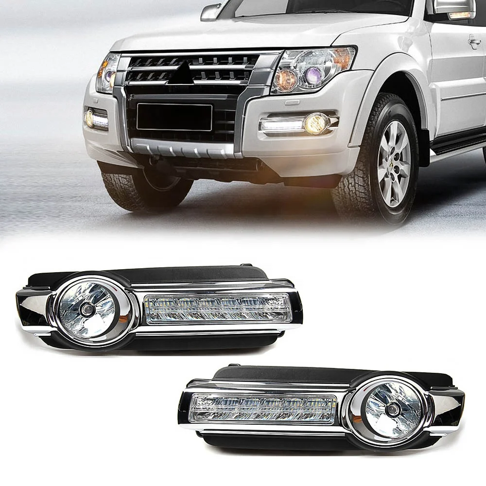 

Led Turn Signal Daytime Running Lights DRL Front Bumper Driving Fog Lamp for Mitsubishi Pajero 2015 2016 2017 2018 2019