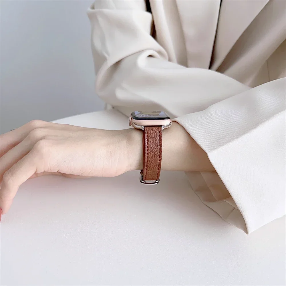 1pc Snap Leather Leisure Sports Apple Watch Band 42/44/45/49mm 38/40/41mm For Apple Watch Series Ultra2 Se 9/8/7/6/5/4/3/2/1