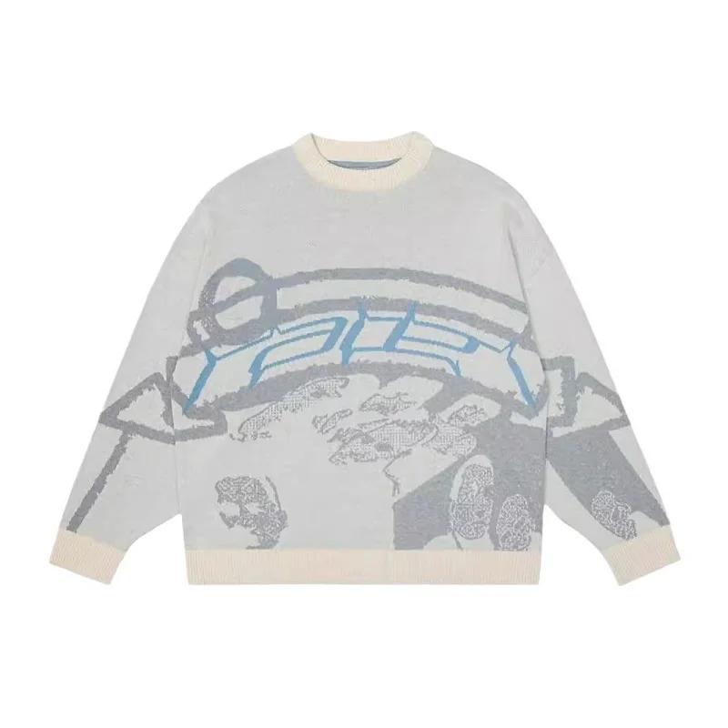 Damskie dzianinowe kreatywne paski Streetwear Maiden ponadgabarytowe męskie swetry w stylu Harajuku swetry O Neck dzianina odzież męska