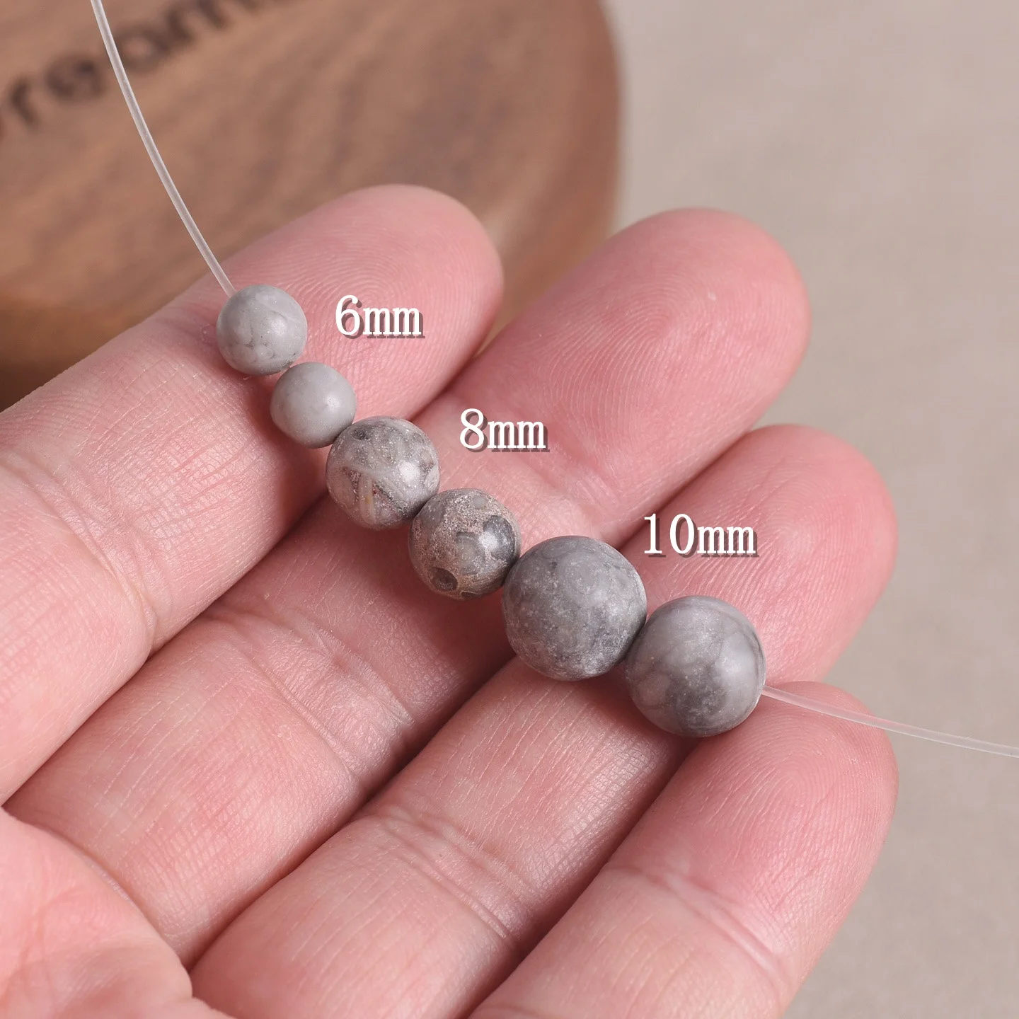 Matte Gray Fossil Coral Round Beads, Natural Stone Beads,6mm 8mm 10mm Gray Spherical Loose Beads for Bracelet Jewelry Making view 5