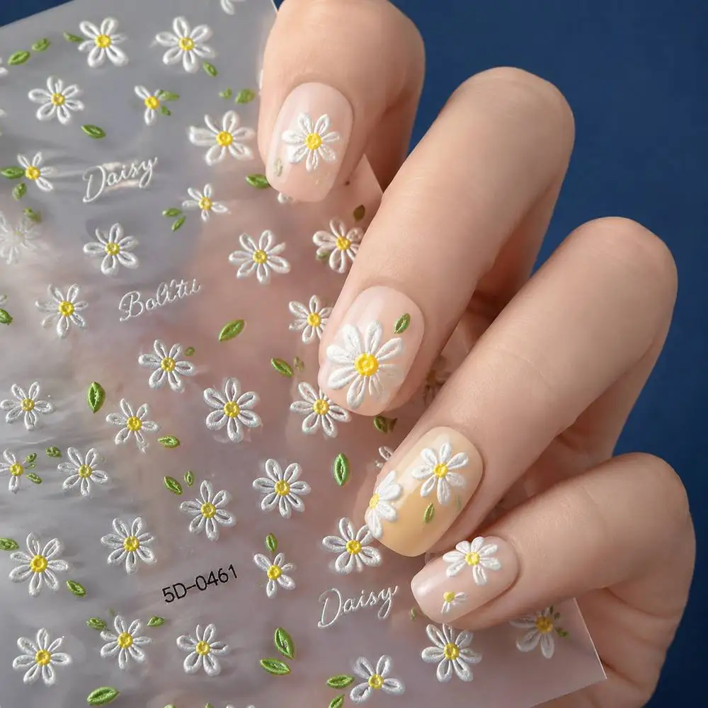 1Pc Self-Adhesive Backing Daisy Nail Art Stickers Mixed Daisy Designs Nail Decal Spring Vibes Daisy Nail Slider