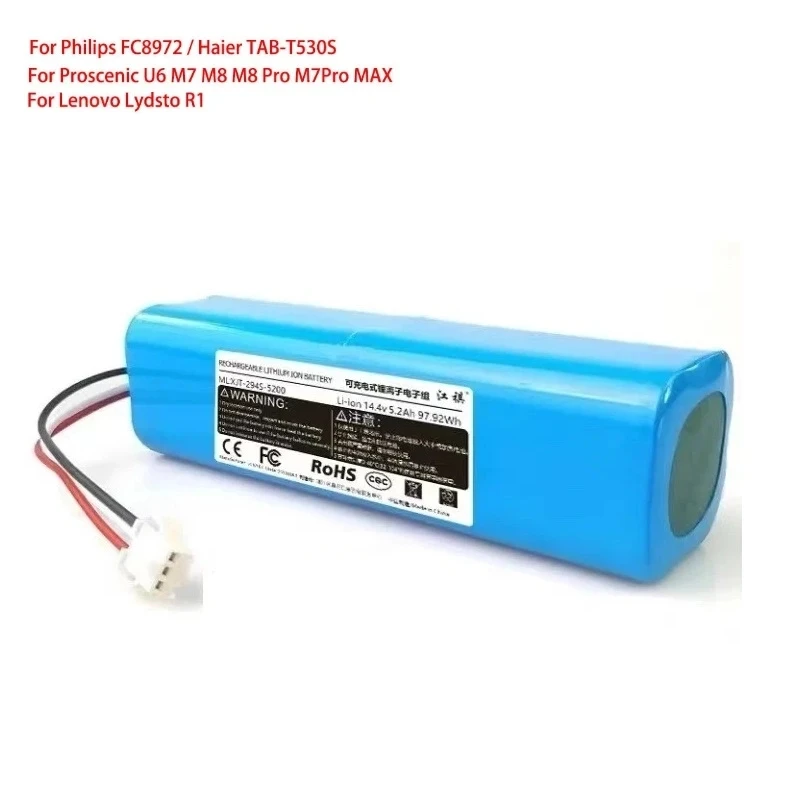 

14.4V 5600mAh Vacuum Cleane Battery for Philips FC8972 Proscenic U6 M7 M8 M8 Pro M7Pro MAX Haier TAB-T530S Lenovo Lydsto R1 Part