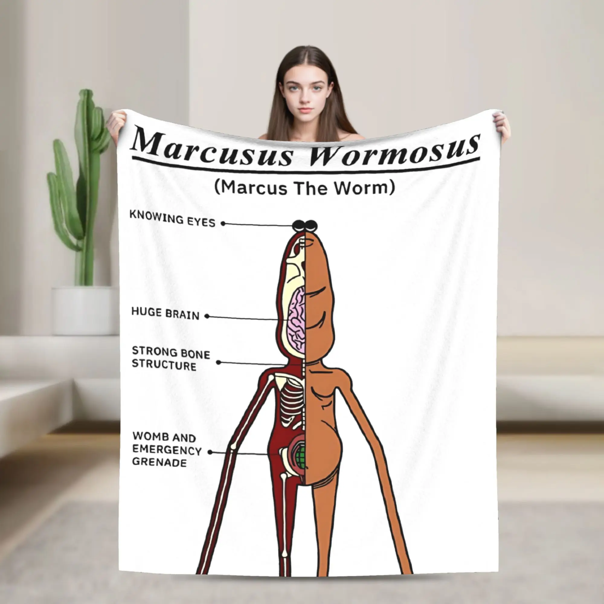 Marcus The Worm Anatomy Blanket Cover  Flannel Throw Blanket Bed Sofa Printed Ultra-Soft Warm Bedsprea,