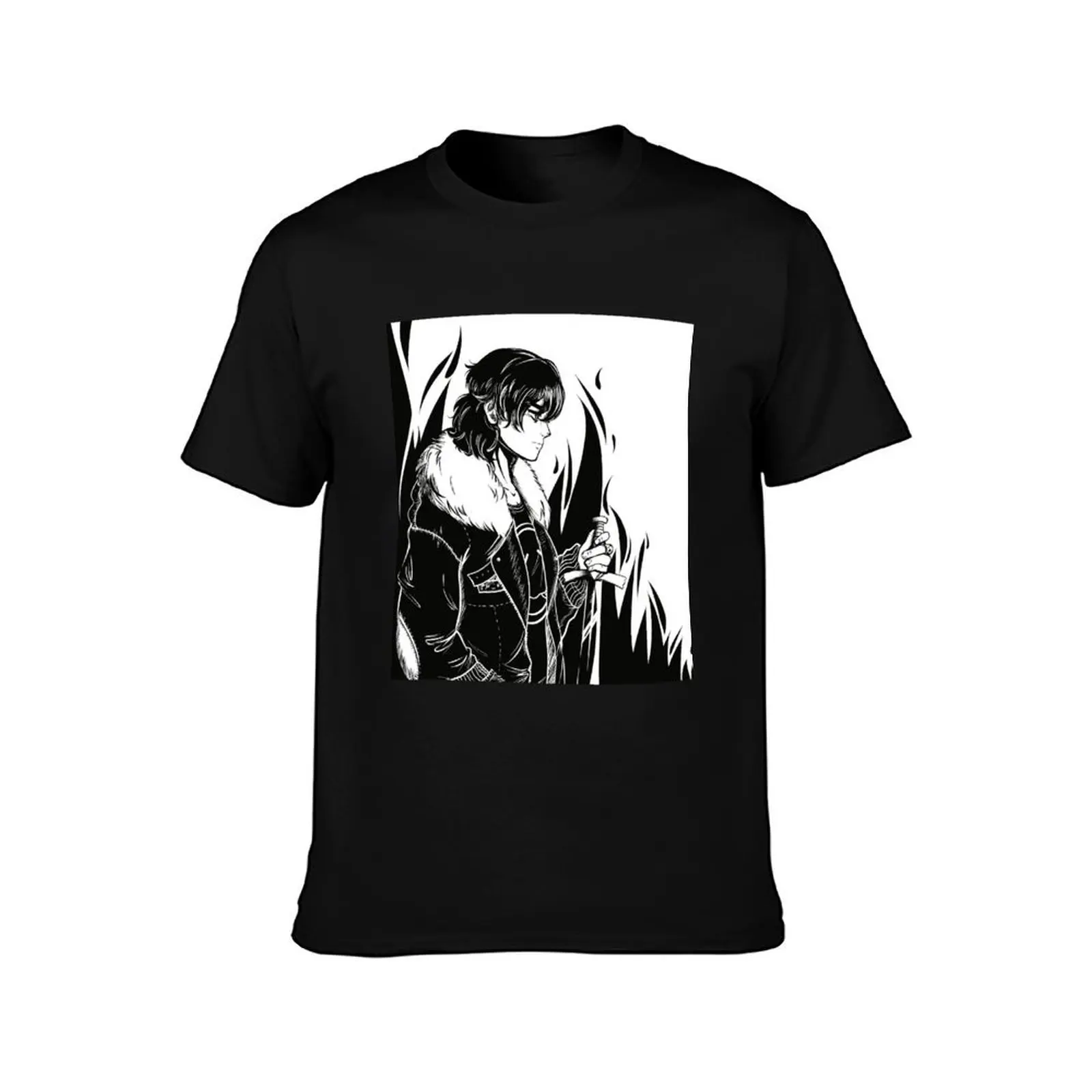 Nico di Angelo Sketch T-Shirt, Summer Casual Cotton Tee, Oversized Streetwear Tops, Vintage Graphic Print, Unisex Men Women