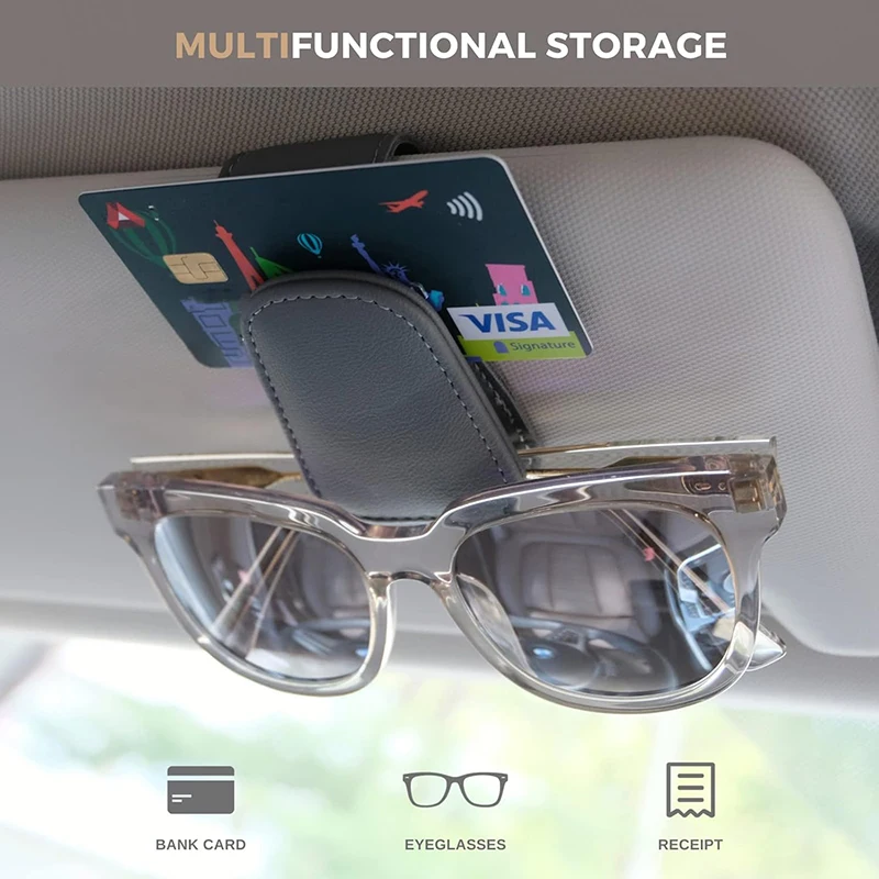 

2pcs Magnetic Eyeglass Clip For Car Visor Glasses Holders PU Leather Car Sunglasses Storage Rack Visor Accessories