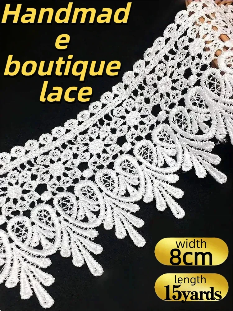 15 Yards nicht-elastische bestickte Spitzenborte für Vorhänge, Tischdecken, Hausschuhe, Brautkleider, DIY-Näh- und Bastelzubehör