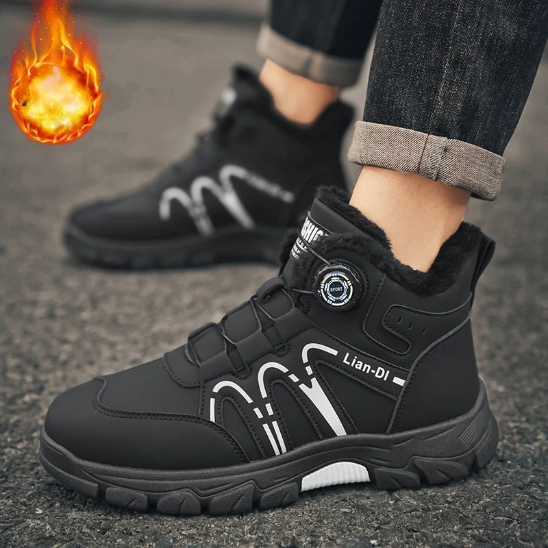 Neuer Winterstil mit Plüsch- und verdickten High-Top-Baumwollschuhen für Herren, vielseitige warme Herren-Schneestiefel