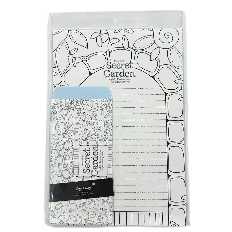 

9Pcs/Set Secret Garden Coloring Envelope And Writing Paper Set - 3 Envelopes And 6 Writing Papers Gift Stationery Letter