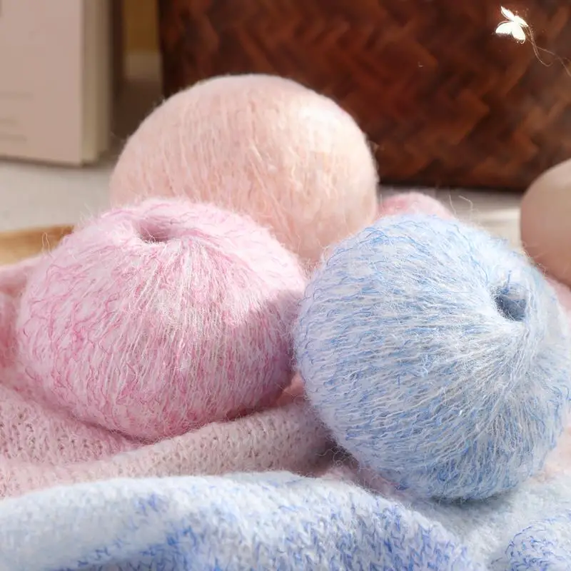 150 g Premium-Tabak, buntes, farbenfrohes Mohair-Garn, handgefertigt, DIY-Materialpaket, Strickproduktion, Herbst und Winter, halbtransparenter Pullover, Pullover, Jacke, Schal, Schal, Garn, Ball, 1