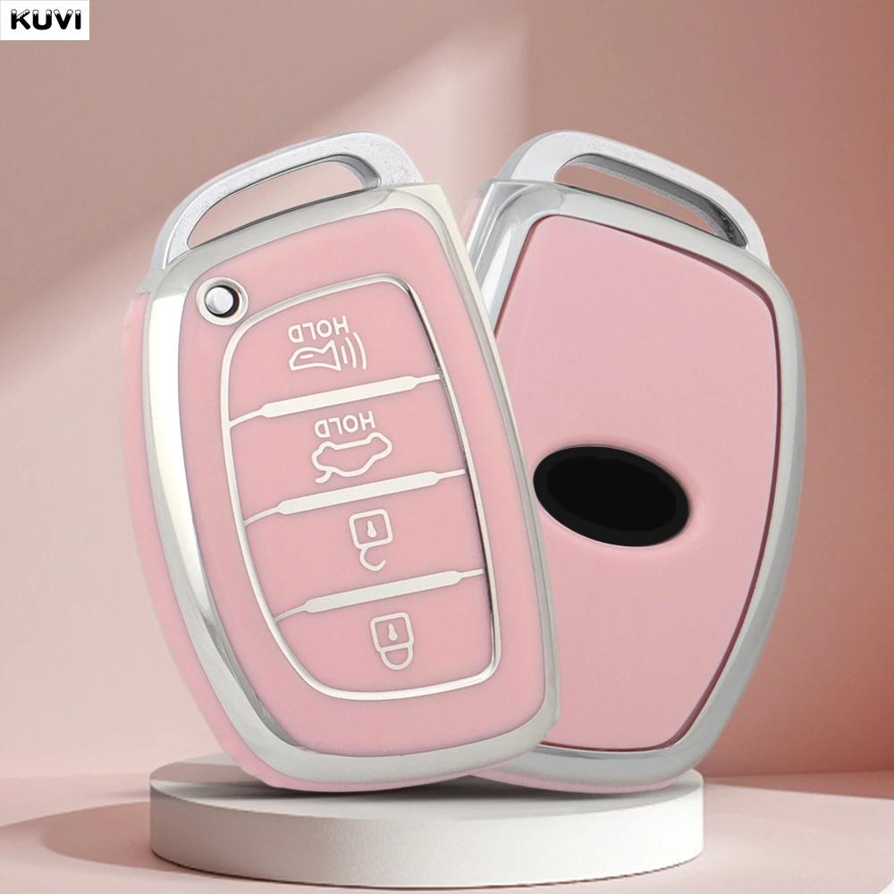 

Pink TPU Car Smart Key Case Cover For Hyundai Tucson Santa Fe Rena Sonata Elantra Creta Ix35 Ix45 I10 I30 I40 Fob Accessories