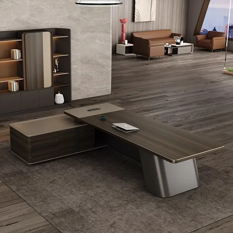 

For Luxury Modern Executive Office Desk with Cabinet High Quality Wooden Working Table Office Furniture Modular Design
