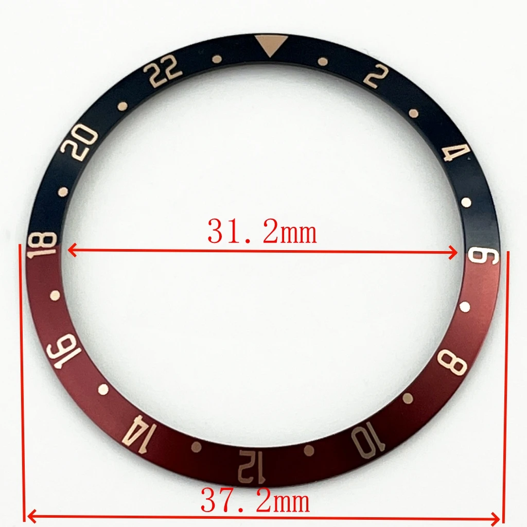 37.2mm*31.2mm High Quality Ceramics,/AluminumBezel Insert Fit 39mm Watch Case Mens Watch GMT Bezel Watch Accessories