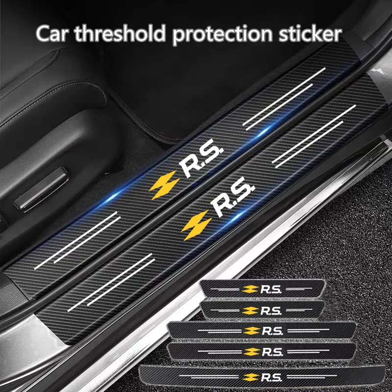 Adesivo protetor de fibra de carbono para porta e porta-malas de carro, para Renault RS Clio Scenic Logan Megane Koleos Sandero Safrane Vel Satis Arkana