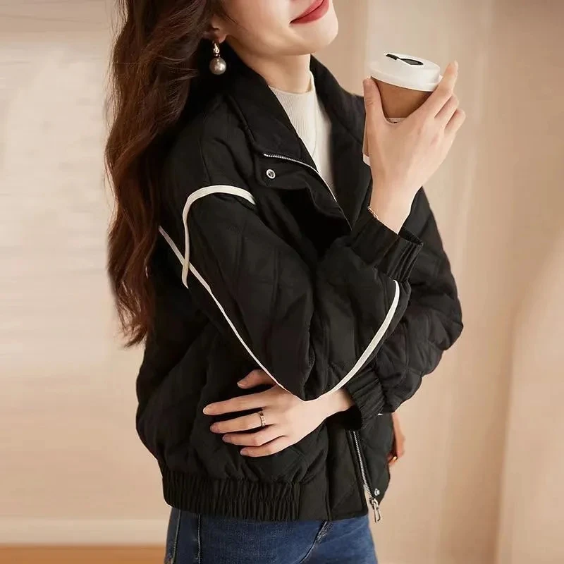 

Diamond Fashion Down Cotton-padded Jacket Women's Winter 2023 New Korean Version Loose Warm Collar Outwear Lady M182