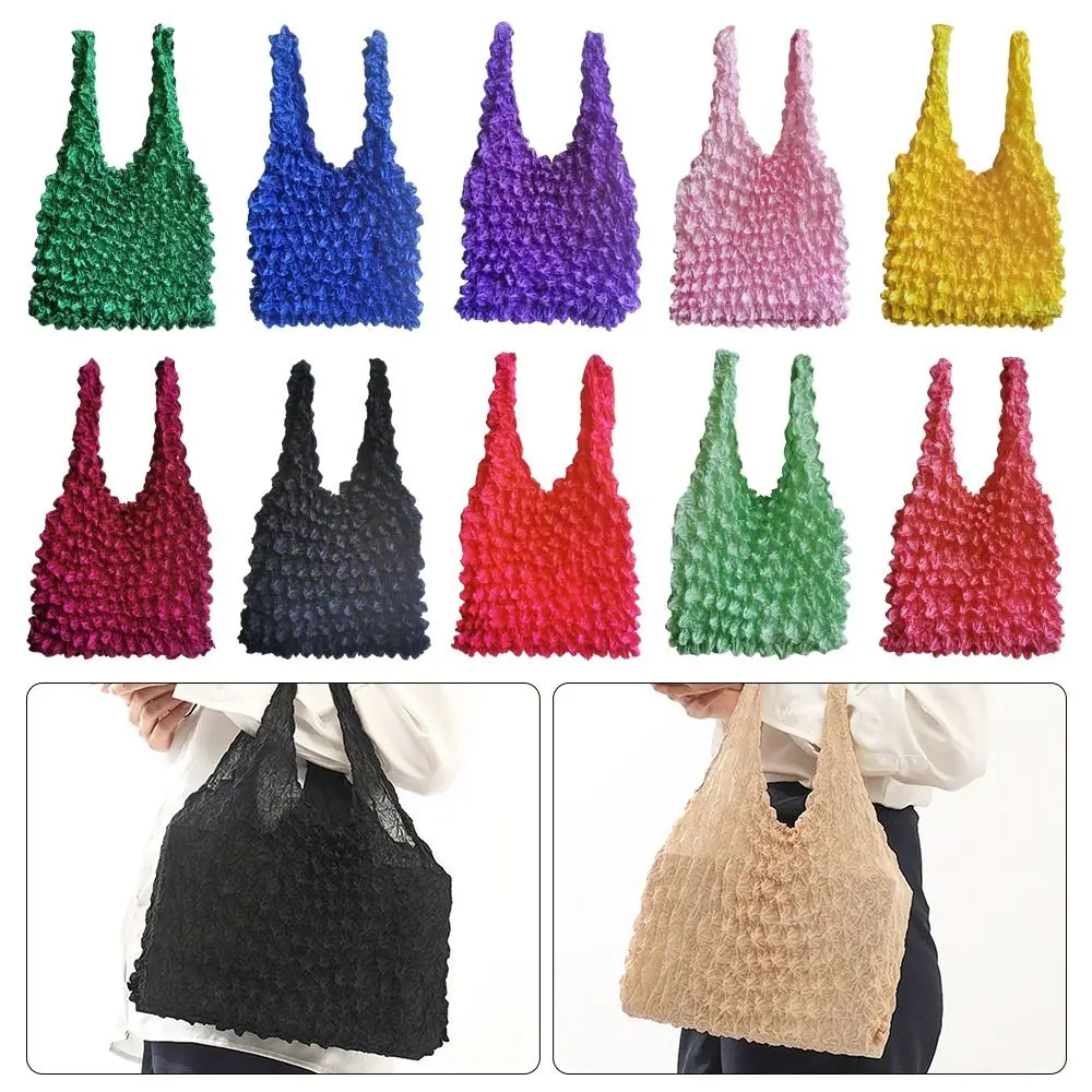 Creative Magic Expansion Fold Pleated Flexible Stretch Bags Shopping Bag Large Capacity Multi Purpose Bubble Elastic Paddy Bag