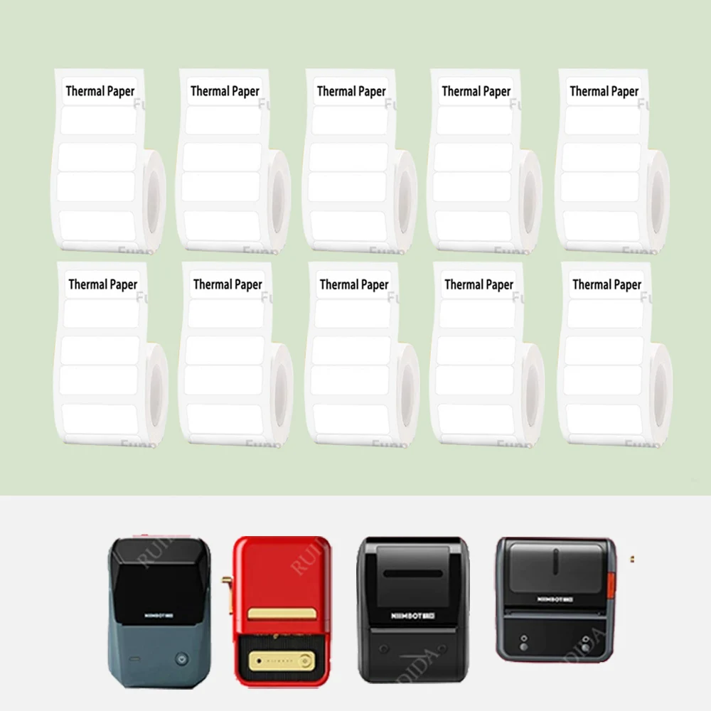5Rolls/10Rolls NIIMBOT B1 B203 B21 B3S Label Paper Thermal Label Self-adhesive Sticker Date Sort Label Maker Clothing Price Tags