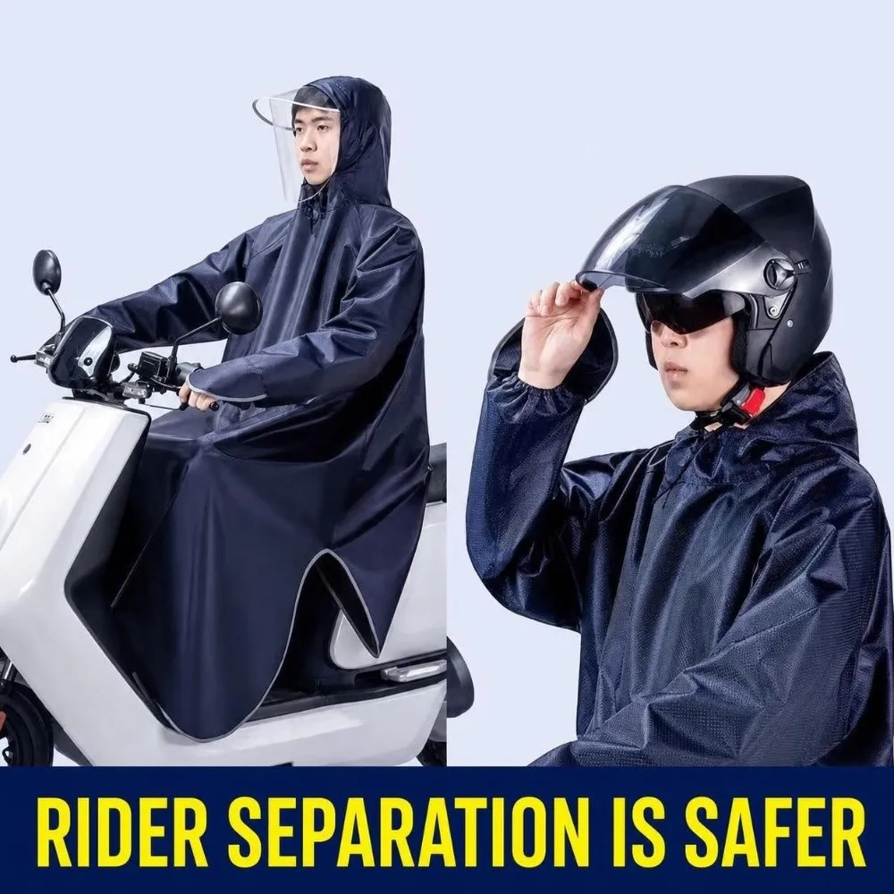 One-Piece Waterproof Rain Poncho Full Body Coverage Hooded Electric Bike Raincoat Windproof Sleeve Design Raincoat Cycling 3
