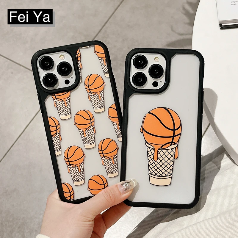 Golden Armor Series Basketball Ice Cream Cartoon Phone Case For iPhone 15 14 13 12 11 7 8 X XR XS Shockproof Hard Cover Cape