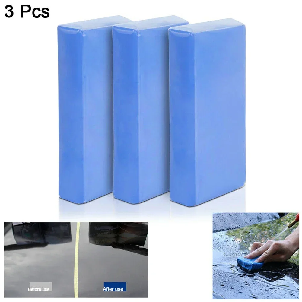 3PCS Clay Cleaning Bar Car-Detailing Waxing-Polish Treatment Fine Grade  Blue Parts  Accessories Blue