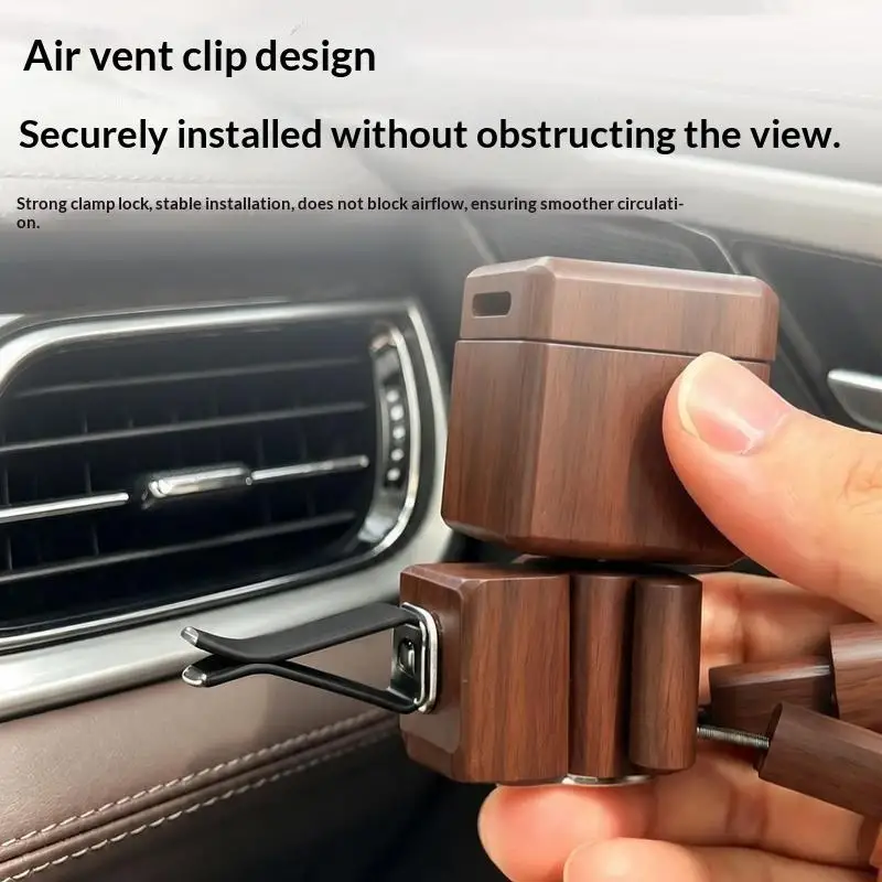 【CMO】Solid Wooden Car Air Freshener Movable Figurine Car Interior Decoration Desktop Ornament Ideal Gift For Friends