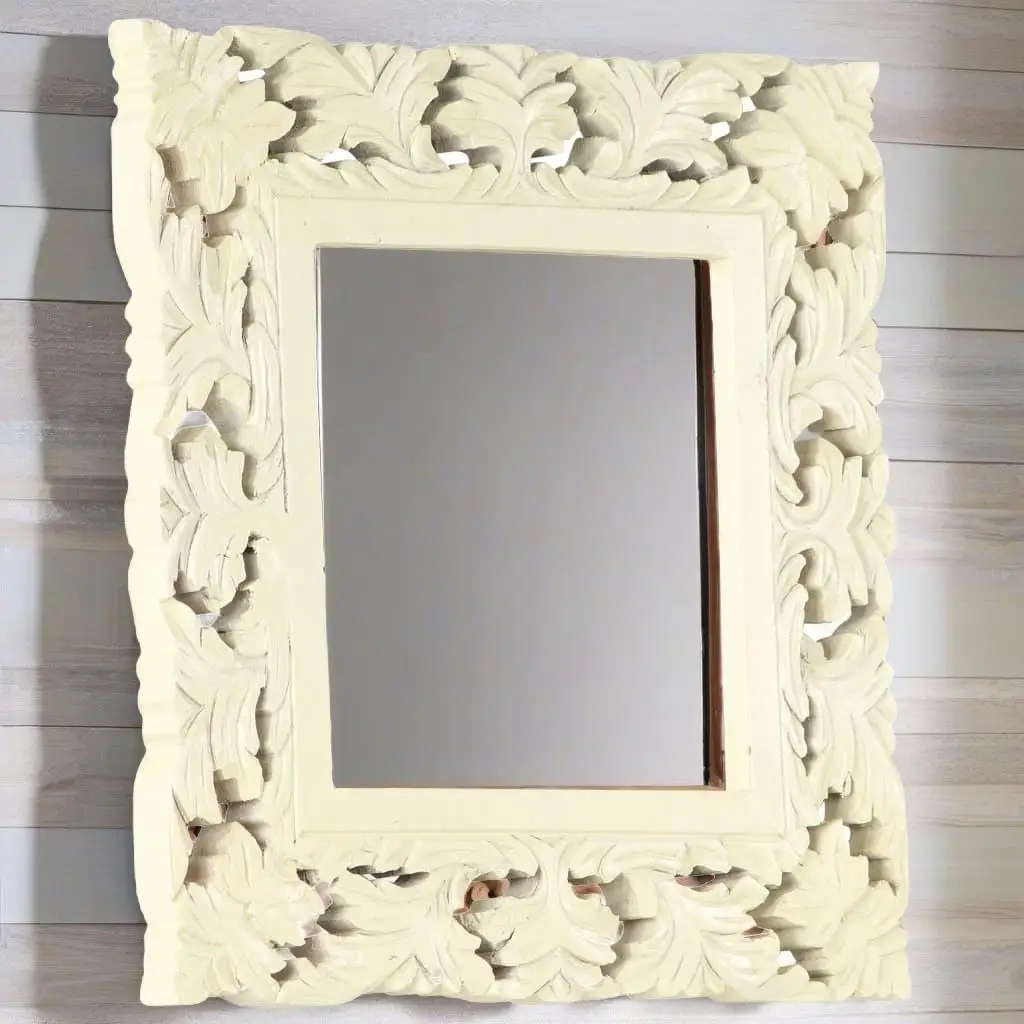 

Hand-Carved for White Mirror 19.7x19.7 - Solid Wood Home Decor