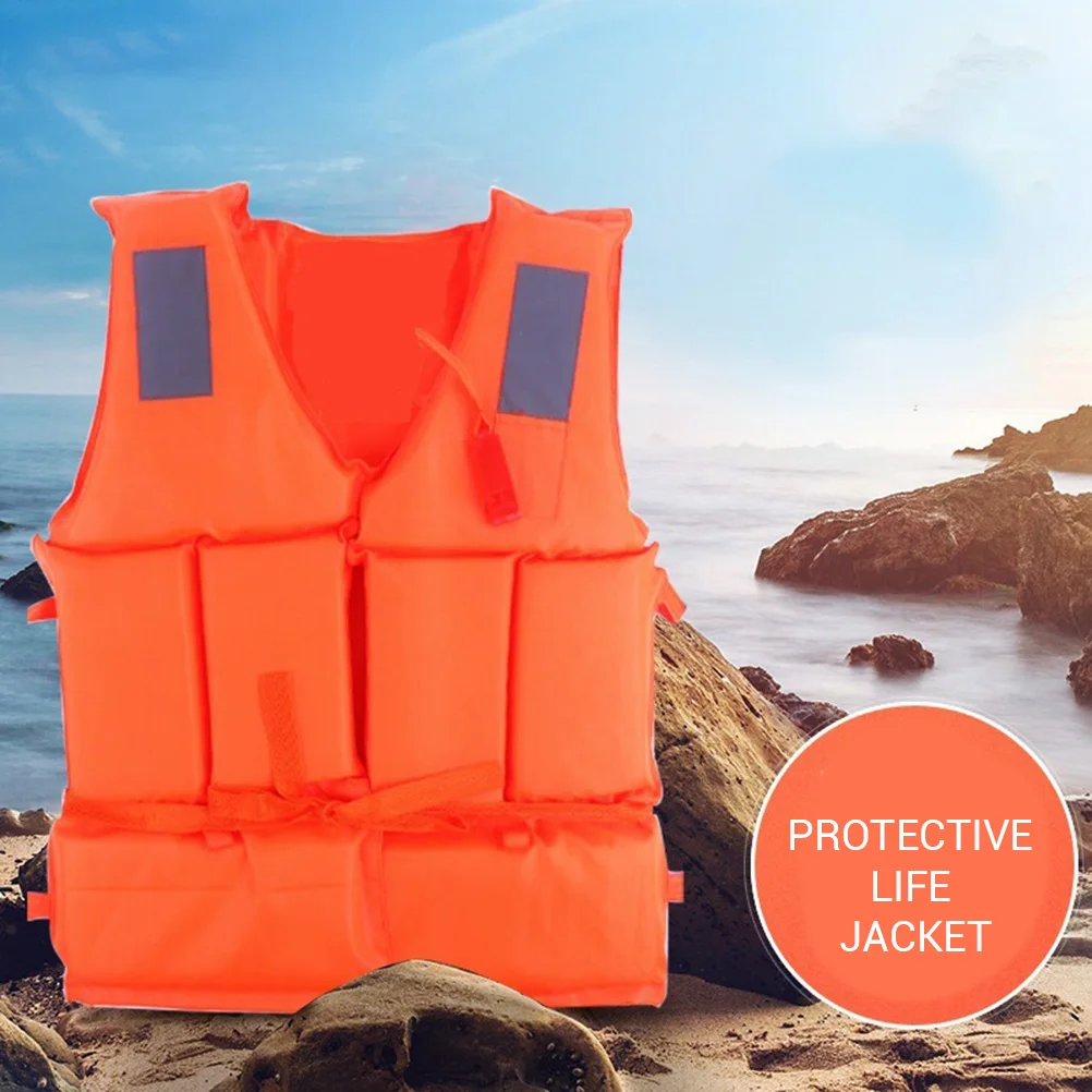 Safety Swimming Life Jacket Orange Swimming Life Jacket Practical Adjustable Professional Portable with Whistle For Drifting