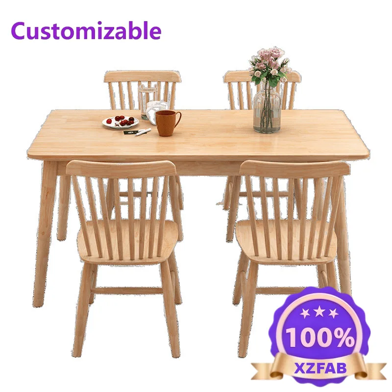 Factory Direct 2026 Nordic all-solid wood dining table household small apartment dining table and chair combination