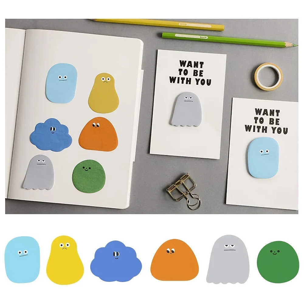 ملاحظات لاصقة صغيرة - علامات تبويب مؤشر ذاتية اللصق، 6 تصميمات فريدة، 30 ورقة لكل وسادة للمكتب