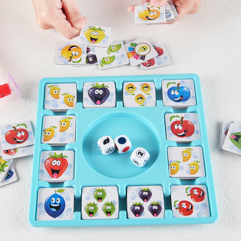 Juego de mesa de cartas de frutas para niños, juguetes educativos, juego de rompecabezas de fiesta, 96 cartas, Color y forma, cognición, capacidad