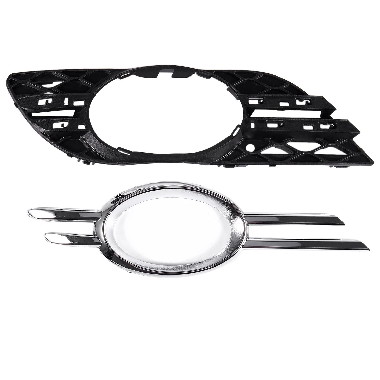 

Y79A_4Pcs Front Bumper Fog Light Chrome Grill Trim Cover Left Right for Mercedes-Benz 2007 2008 2009 W211 E320 E350 E550 E63 Amg
