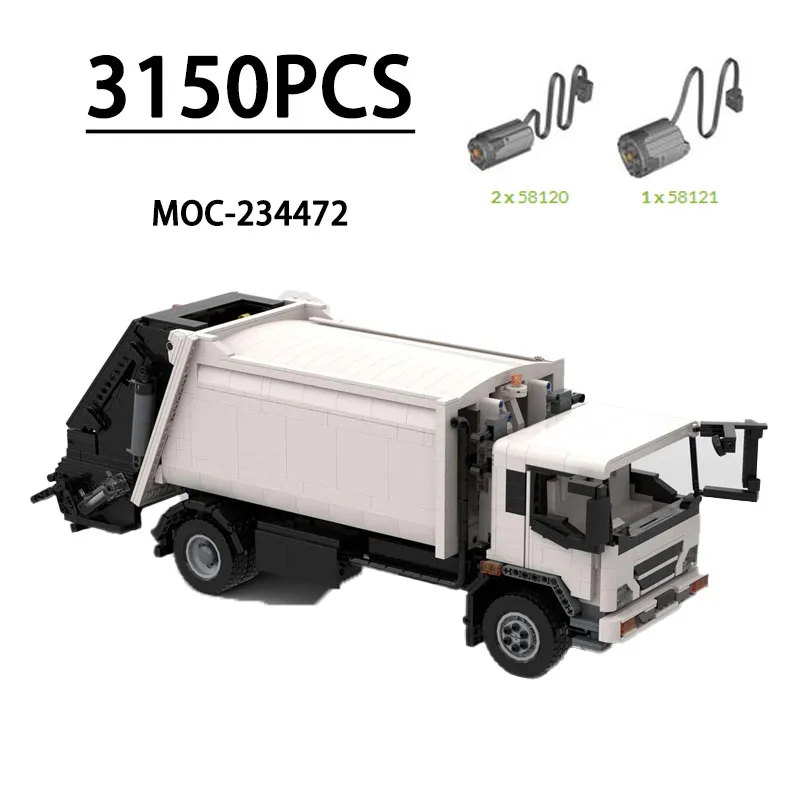 MOC-234472 Building Block Rear-Loading Garbage Truck Model Ornament 3150 Pieces Children's Birthday Christmas New Year Toy Gift