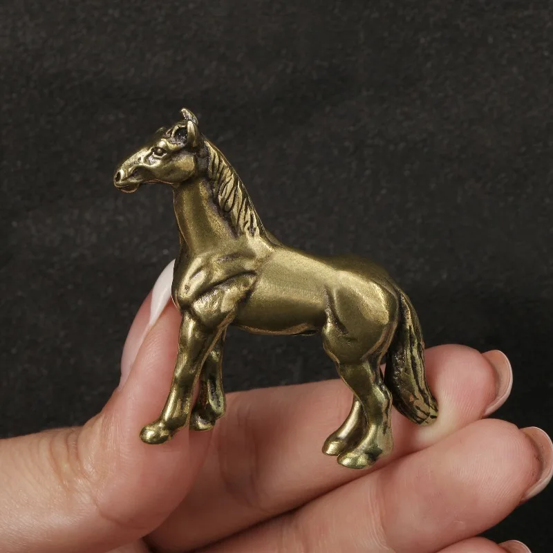 

Retro Solid Brass Horse Figurines Animal Statue Copper Ornaments Desktop Decoration Crafts Sculpture Home Decor Creative Gift