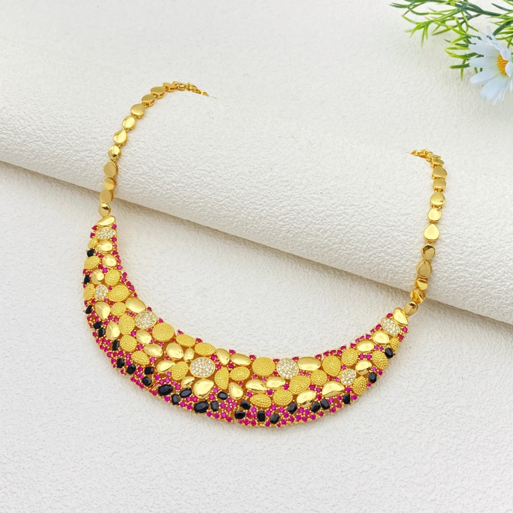 

Винтажный позолоченный медный ювелирный набор Falair для женщин: элегантные украшения с фианитами для банкетов и вечеринок – колье, серьги, браслет, кольцо