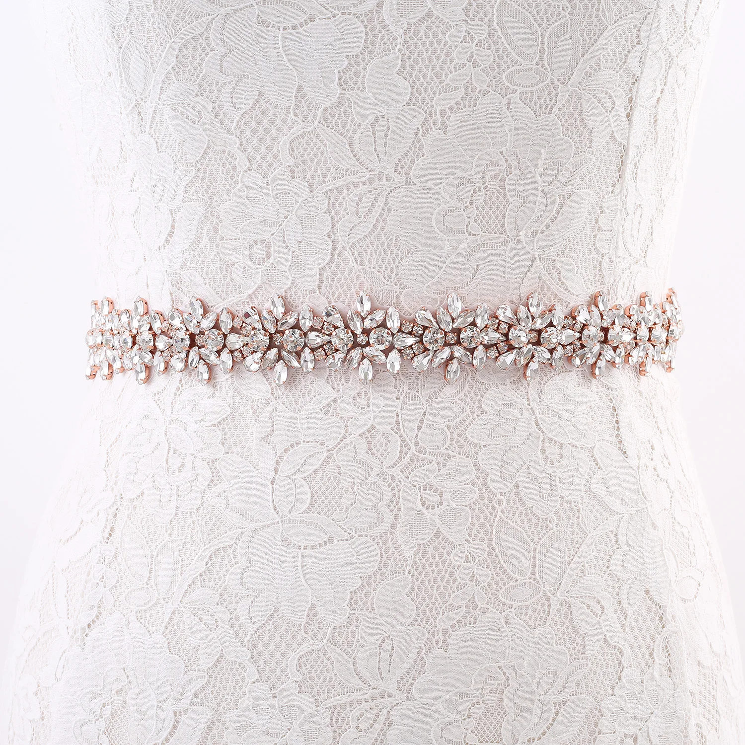 Nzuk Handgemaakte Strass Trouwjurk Riem Rose Goud Kristal Riem Voor De Bruid Accessoires