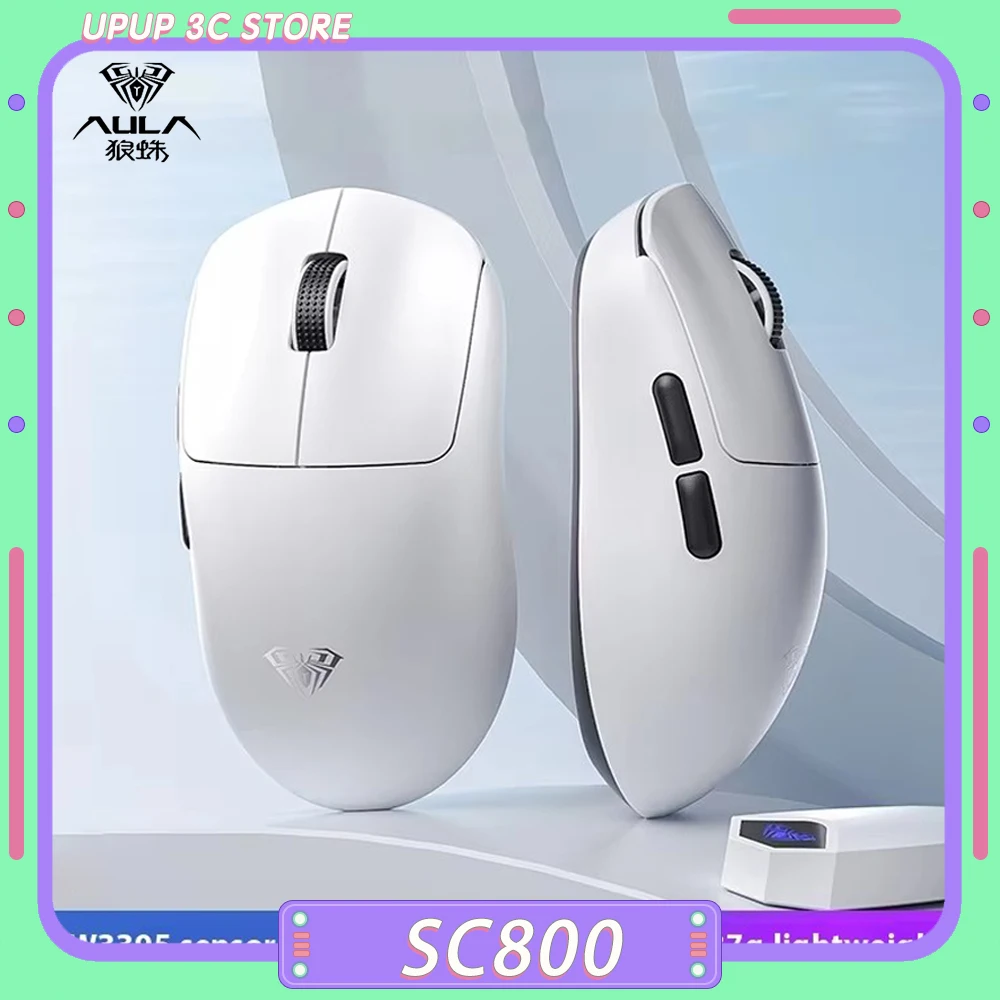 

Мышь Aula Sc800 8k Paw3395 игровая беспроводная мышь 26000 точек на дюйм легкие мыши для киберспорта индивидуальные офисные ПК геймерские аксессуары подарок